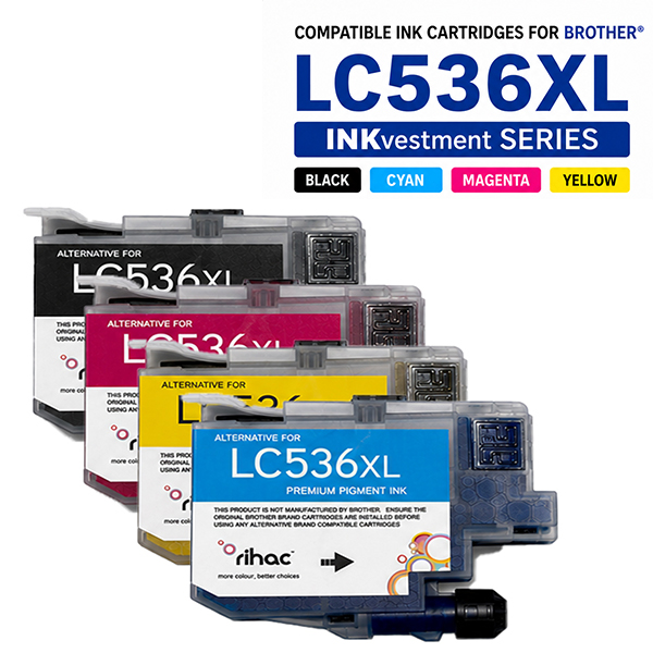 Brother LC536XL Compatible Ink Cartridges 4 Pack – Rihac Pigment Ink